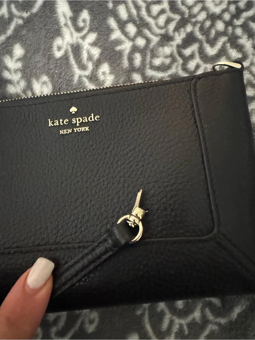 kate spade Black Leather Crossbody Bag with Gold Logo